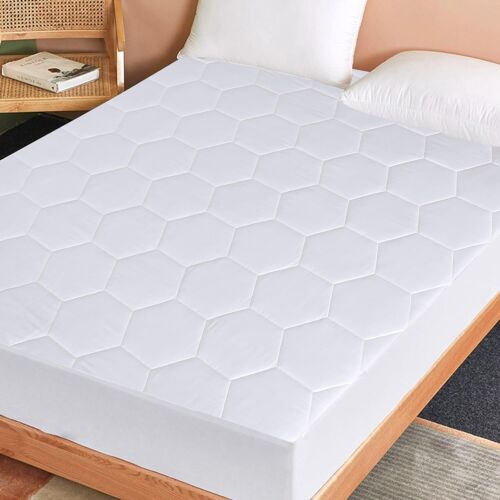QUILTED MATTRESS PROTECTOR LUXURY FITTED COVER SINGLE DOUBLE KING BUNK - Picture 2 of 16
