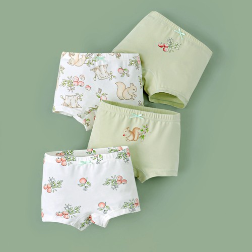 4-Pack Children Panties Girls' Underwear Soft Fit Cotton Boyshorts Boxer Briefs - Picture 18 of 40