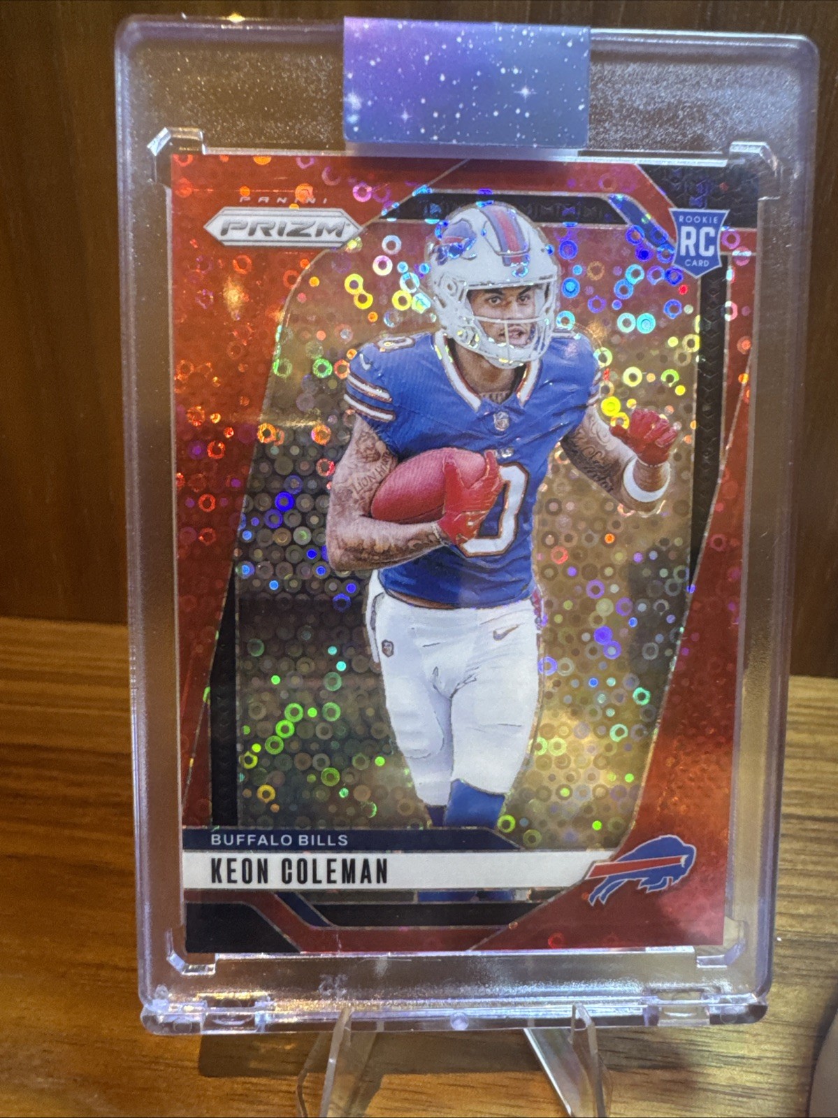 KEON COLEMAN 2024 PANINI PRIZM NO HUDDLE RED DISCO #362 RC 07/75