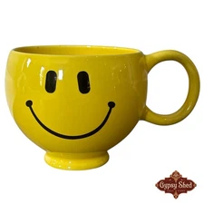 Smiley Mug Yellow Large Coffee Tea Cup Teleflora Planter 20 oz See Photos