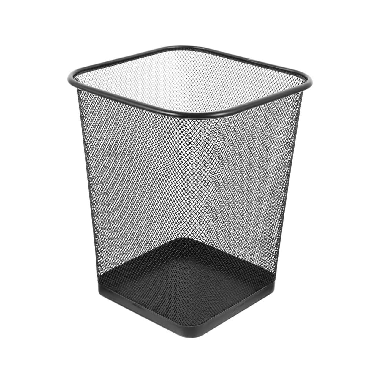 Poubelle pour bureau design en métal noir corbeille carrée 17L pour un espace ordonné