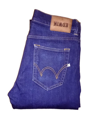 Edwin ED-80 Slim Tapered Jeans Blau 'Rare' Upside Down Label Patch - W31/L32