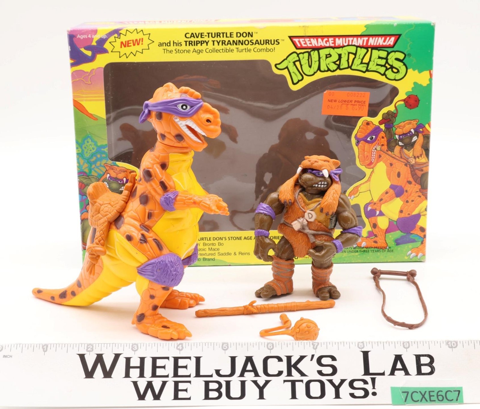 Cave Turtle Don W/ Trippy T-Rex 100% Complete TMNT 1992 Playmates Action Figure