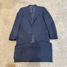 Hickey Freeman Suit Mens 42 Regular Blue Pinstripe Wool 2 Piece 32x31 Boardroom