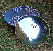 Meyer 16" Diameter Chinese Deep Wok with Stainless Steel lid and Tempura rack