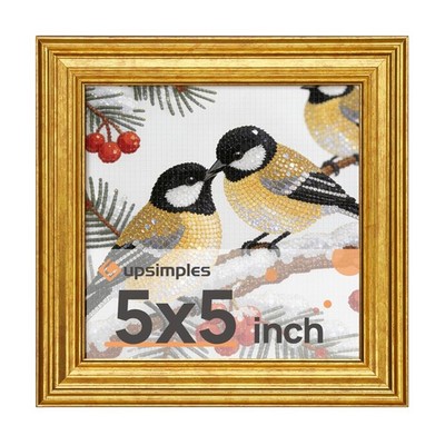 Vintage 5x5 Picture Frame, Antique Gold Frames Display 4x4 with Mat or 5 x 5