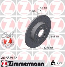 2x ZIMMERMANN Bremsscheibe SPORT Z 400.5539.52 f&uuml;r MERCEDES KLASSE W177 Sports