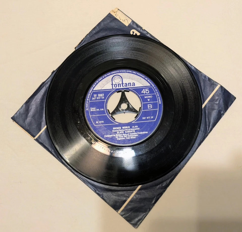 RARE BLACK SABBATH - EVIL WOMAN / WICKED WORLD 7" Original Release Fontana Mono - Image 4 of 4