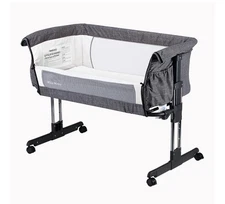 New Mika Micky Baby Bassinet Bedside Sleeper Easy Folding Portable Crib Grey