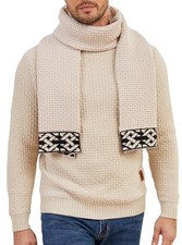 Winter Scarf For Men Soft Warm Waffle knitted Classic Light Grey Brand Logo