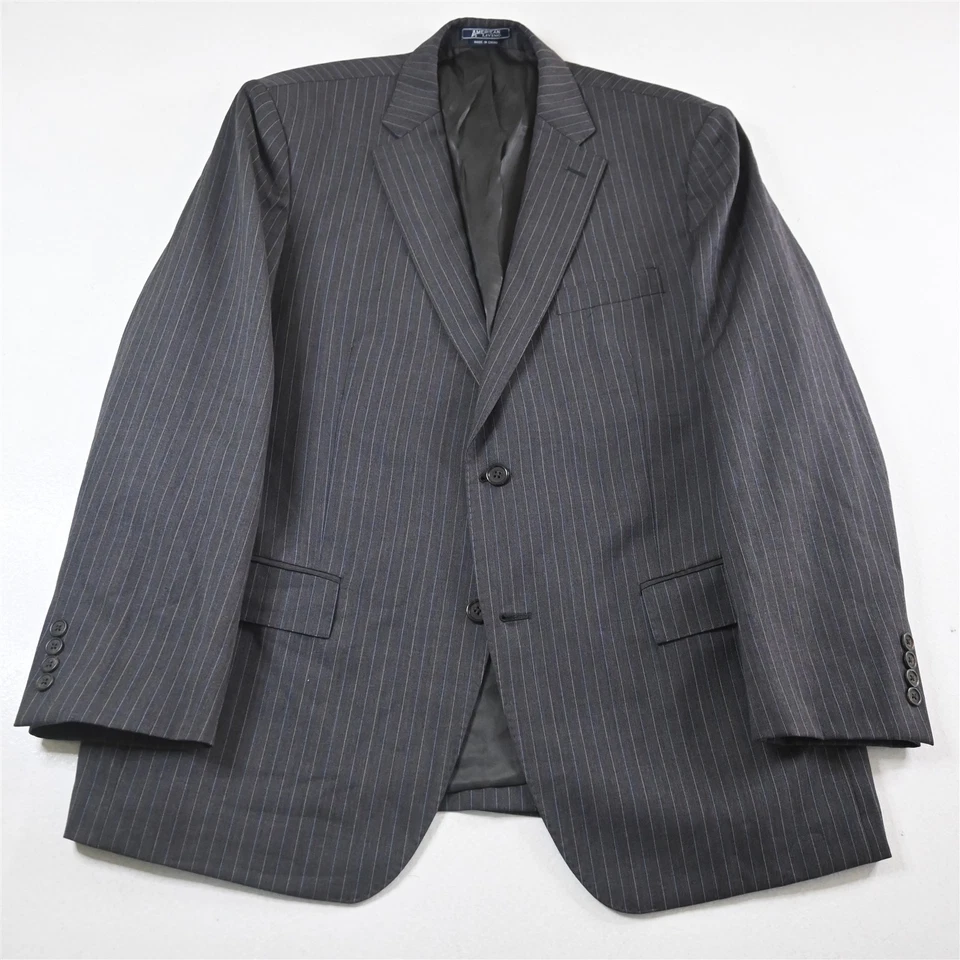 American Living 44R 34 x 30 серый в полоску 100% шерсти Мужская куртка брюки костюм - Изображение 2 из 4