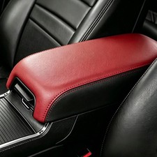 Black Red Leather Center Console Armrest Cover For 2014-2019 Dodge Charger Black Red Leather Center Console Armrest Cover For 2014-2019 Dodge Charger