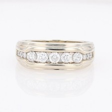 1.02ctw Round Cut Diamond Channel-Set Wedding Band Ring 10k White Gold Size 12