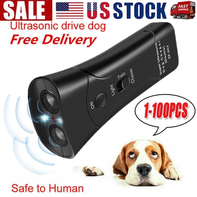 Ultrasonic Anti Dog Barking Device Pet Trainer LED Light Gentle Chaser Style LOT