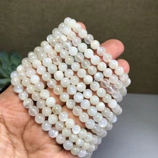 10pcs wholesale Natural white moonstone Crystal Quartz  beads bracelet 6mm
