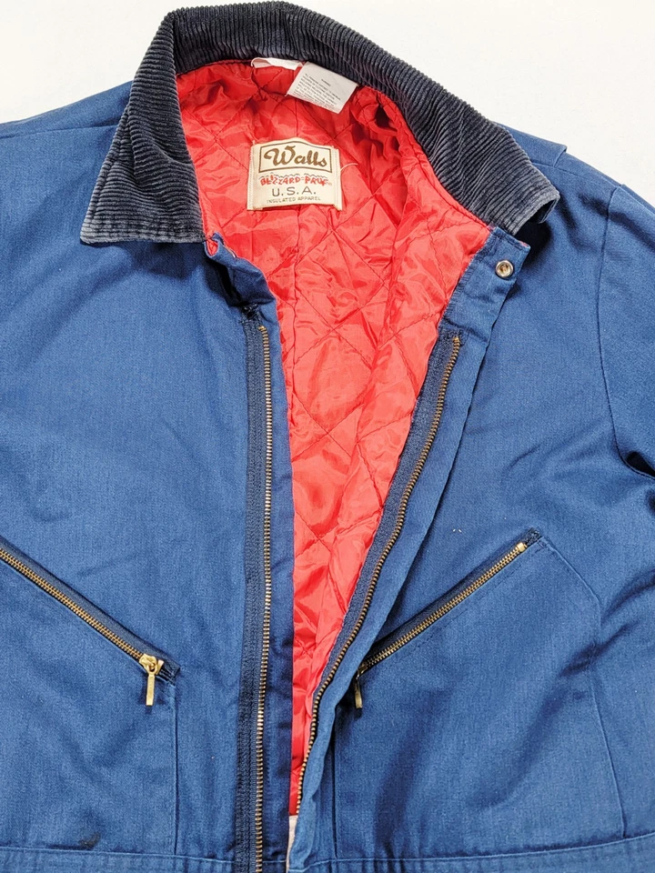 VINTAGE Mens Walls Blizzard Pruf Coveralls Large 42-44 Navy Workwear Made In USA - Image 3 of 4