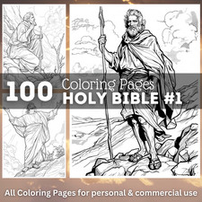 100 Holy Bible 1 Coloring Pages to Print  Digital   POD Permission No. 285 