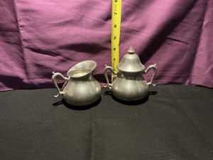Royal Holland Vtg Pewter Creamer/Sugar Bowl W/lid Set Made In Holland 
