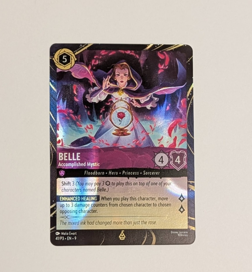 Lorcana Fabled Belle Accomplished Mystic Foiled Disneyland Exclusive Promo Card | eBay Lorcana Fabled Belle Accomplished Mystic Foiled Disneyland Exclusive Promo Card | eBay