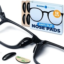 Premium Eyeglass Nose Pads 6 Pairs Bright Black Silicone Anti-Slip Stick