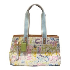 COACH Multi Color DAISY SPELL OUT TOTE Medium Cotton Bag