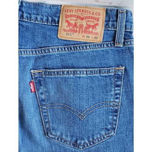 Levis Jeans Mens 34 Slim 511 Straight Mid Rise Rodeo Cowboy Workwear Denim 34x32 - Picture 3 of 13