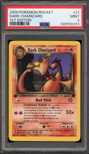 Pokemon Dark Charizard Team Rocket 1st Edition NON Holo Rare #21 PSA 9 Mint