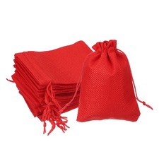 4x5.5 Inch Burlap Bags with Drawstring, 50 Pcs Linen Gift Bags, Red