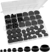 125Pcs Black Rubber Plug Box, Various Sizes of round Hole Silicone Tool, Rubber 