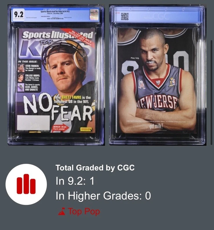 BRETT FAVOR RARO DEPORTES ILUSTRADO PARA NIÑOS SI CUBIERTA EMPAQUETADORES CGC 9.2 Foto 3 de 3