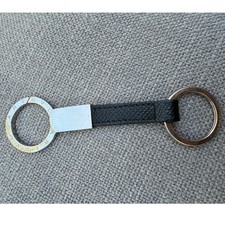 1990s Black Bvlgari Keychain Soft Leather Designer Minimalist OS