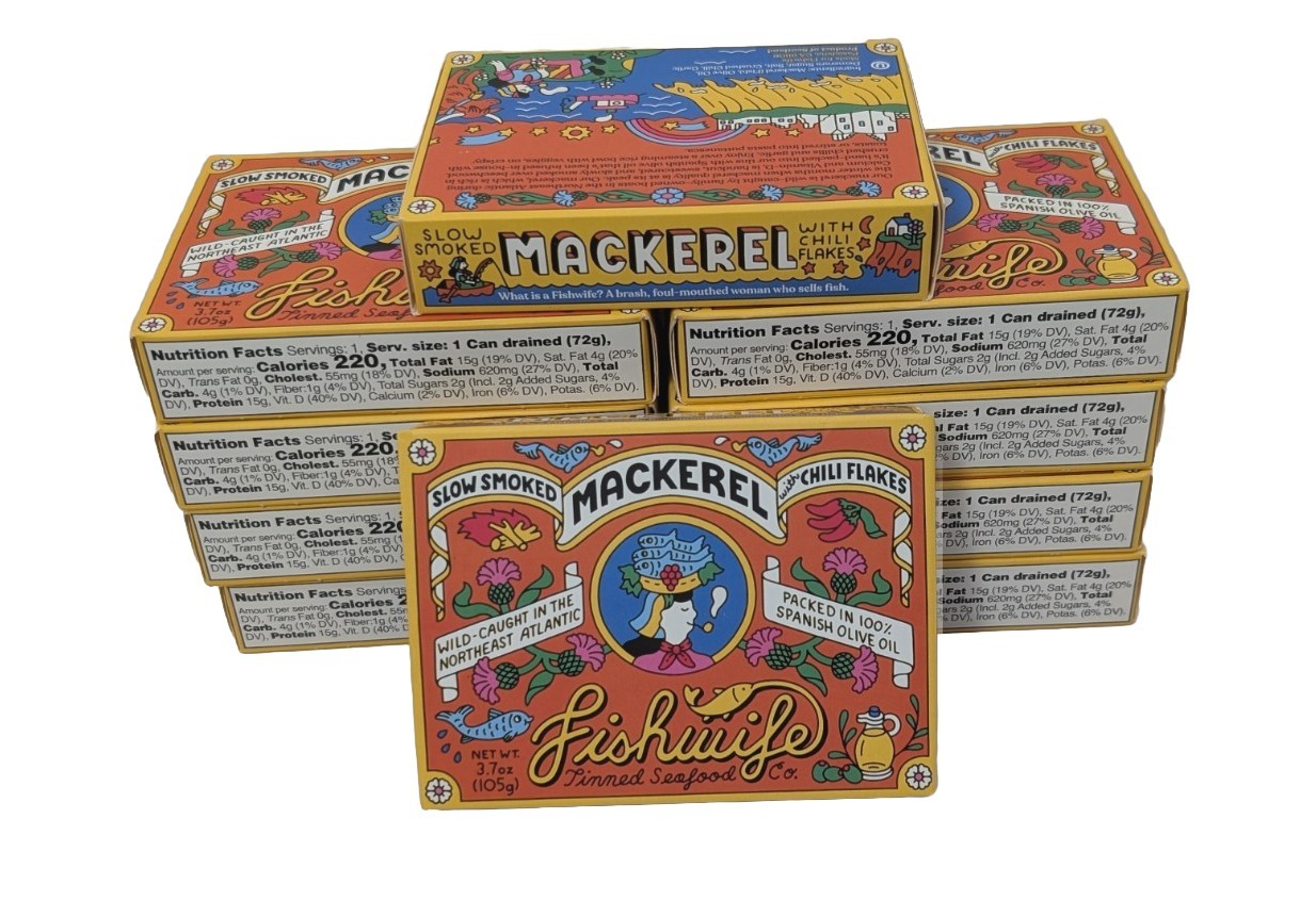 Fishwife Slow Smoked MACKEREL IN CHILI FLAKES 10-PK 3.7oz LOT Tinned Gluten Free