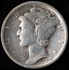 1918 Mercury Dime Average-Good Circulated Condition 90% Silver Collectible Coin