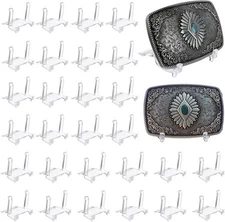 Hipiwe 30 Pack Acrylic Easel Stands for Belt Buckle Display Holder Clear 