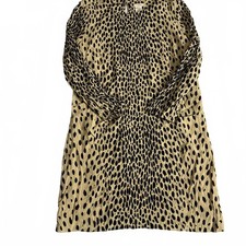 J. Crew Leopard Print Long Sleeve Pullover Rayon Shirt Dress with Pockets Size 6