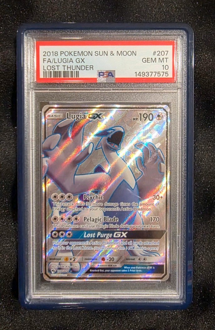 2018 Pokemon Lugia GX - Full Art - Holo Ultra Rare - Lost Thunder #207 - PSA 10