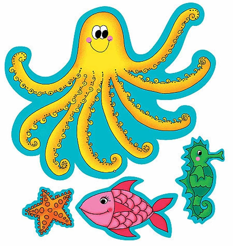 Fish Starfish Seahorse Octopus Sea Creatures KP Kids Stickers Decals 25 Wallies - Image 2 of 2