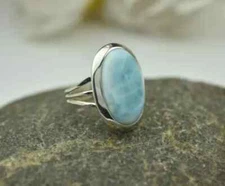 Genuine Larimar Ring 925 Sterling Silver Statement handmade Ring All Size  R80