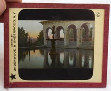 Underwood Antique Magic Lantern Slide Egyptian Fountain In Pond