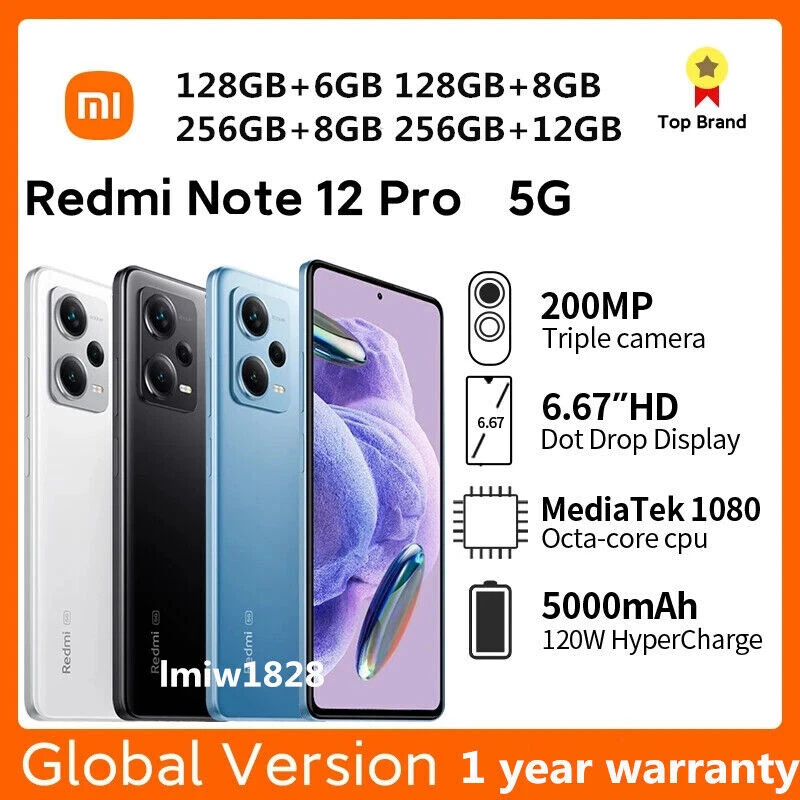 Xiaomi Redmi Note 12 Pro 5G 256GB Unlocked Android Global