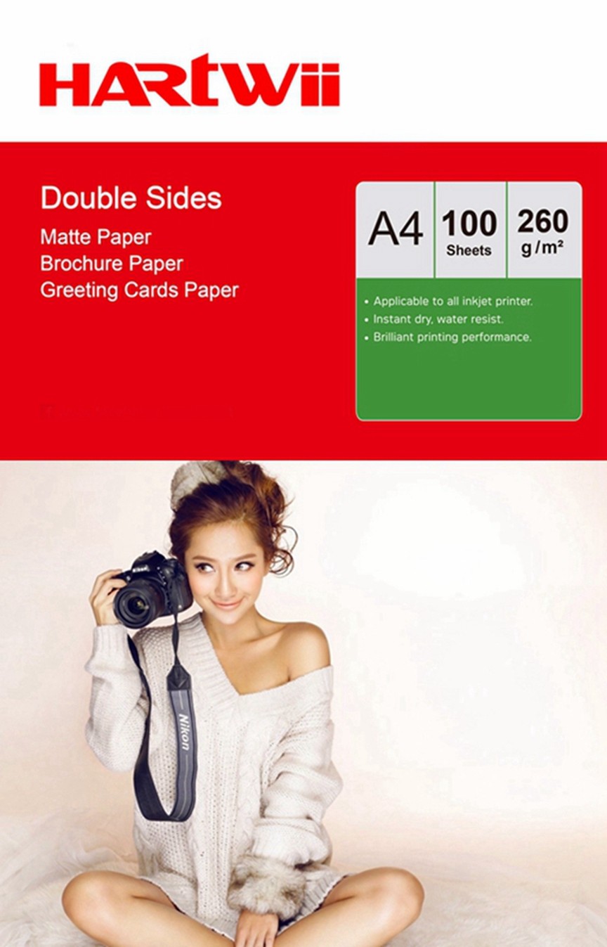 Hartwii 100 Sheets A4 260Gsm Matte Double Sides Photo Paper Inkjet Paper 210x297