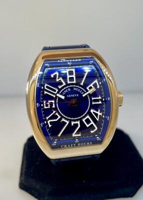 Franck Muller Vanguard Yachting Rose Gold Crazy Hours Blue Dial