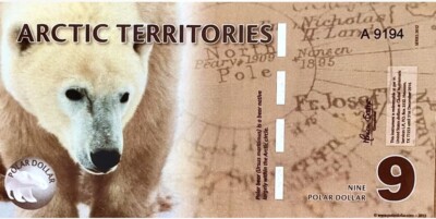 Arctic Territories 9 Dollars 2012 Polar Dollars Polymer UNC PP1124