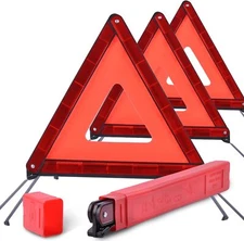 DSV Emergency Warning Triangles – Reflective Safety Triangles for Vehicle Brea