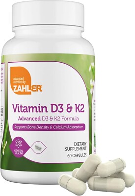 Vitamin D3 & K2 , Supports Bone Density & Calcium Absorption, 2 Month Supply