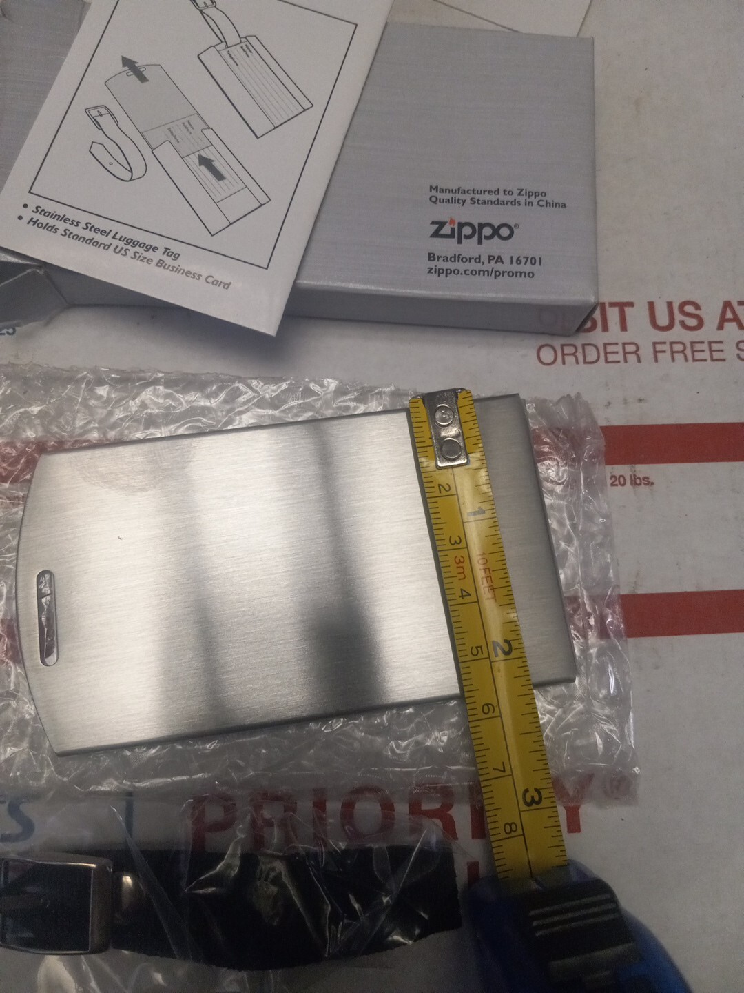 Zippo Stainless Steel Luggage Tag 40040  New In Box