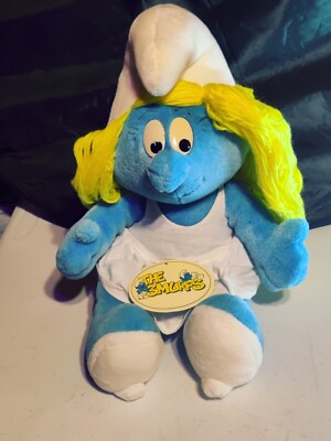 Heunec Plush 12  (sitting) 1999 The Smurfs Smurfette Doll with Tags Peyo Stuffed