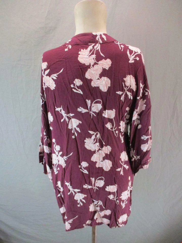 Shimera Size S Womens Purple Floral 3/4 Sleeve Rayon Knee Length Robe 6Y148 - Image 4 of 4