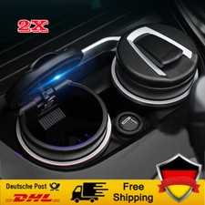 Auto-Aschenbecher mit LED Kfz-Windaschenbecher mit Deckel & Gluttöter & Licht DE