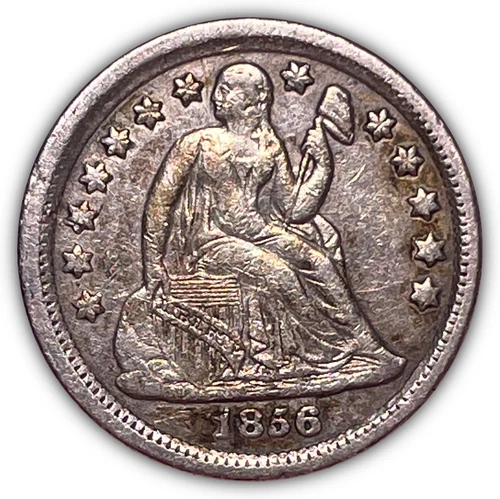 1856 Small Date Seated Liberty Silver Dime Choice Extremely Fine XF+ Coin #17629